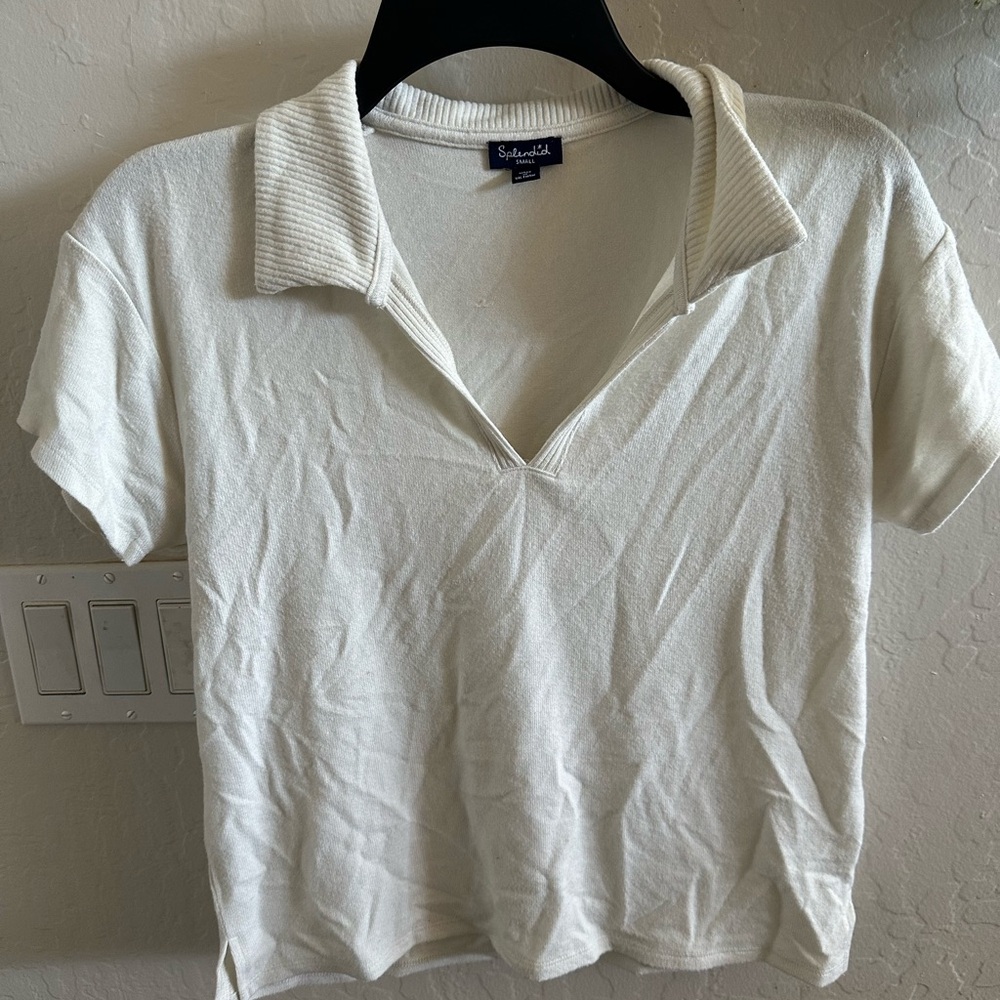 Splendid Cream Collared Women's Tee